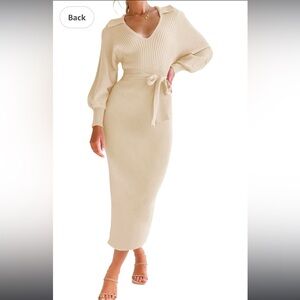 Women's Ribbed Sweater Wrap Dress